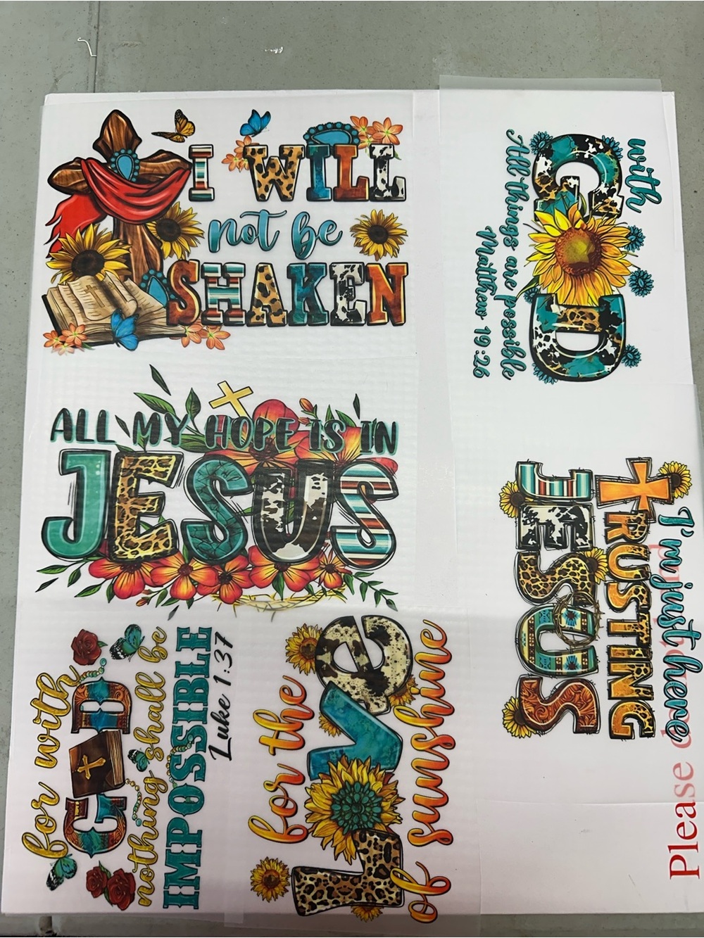 Heat Transfers Religious Assortment (9) Small/Medium